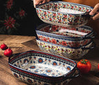 Red Daisy Flower Vintage Style Ceramic Bakeware Casserole Dish Baking Pan - Image 8