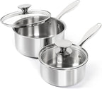 MICHELANGELO 1Qt & 2Qt Tri-ply Stainless Steel Saucepan Set, Small Cooking Pots by Michelangelo