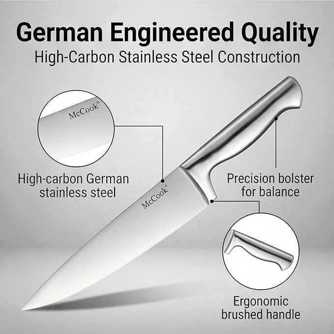 McCook® Knife Sets, German Stainless Steel Kitchen Knife Block Sets - Image 4