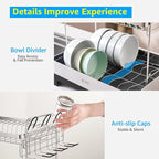 SUNLY 2 Tier Dish Drying Rack, Extra Large Dish Rack, 304 Stainless Steel - Image 7