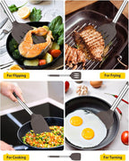 Pack of 2 Silicone Solid Turner, Non Stick Slotted Kitchen Spatulas, High Heat - Image 3