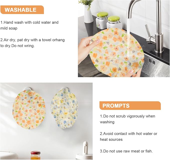Reusable Bowl Covers for Bread Proofing（2 Large）- Cotton Beeswax Bowl Covers - Image 7