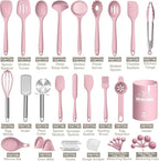 Silicone Cooking Kitchen Utensil Set, AIKKIL 43 Pcs Pink Cooking Utensils Set - Image 2