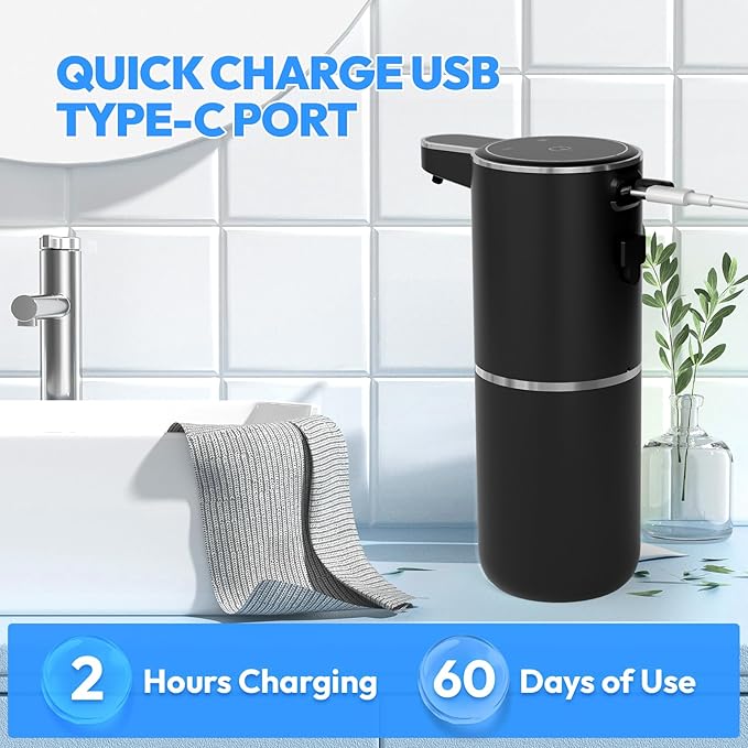 Automatic Soap Dispenser Touchless, Liquid Hand Soap Dispenser 12.8oz USB - Image 7