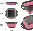 Pink Silicone Food Colander Kitchen – Small Collapsible Strainer - Image 2