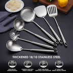 18/10 Stainless Steel Kitchen Utensils Set, Skimmer Spoon, Pasta Serve - Image 4