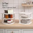 VERTORGAN 3 Tier Bamboo Corner Shelf, Dish Drying Rack, Plate Organizer - Image 4