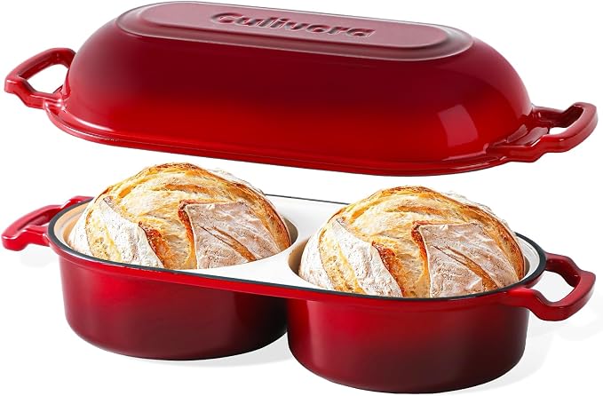 Cast Iron Bread Pan with Lid, Mini Enamel Sourdough Baking Dutch Oven Pot by Culivora