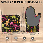 Dinosaur Skeleton Oven Mitts and Pot Holders Sets Non-Slip Silicone Surface - Image 3