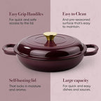 3 Quart Enameled Cast Iron Braiser, Non Stick Enameled Cast Iron Skillet - Image 7
