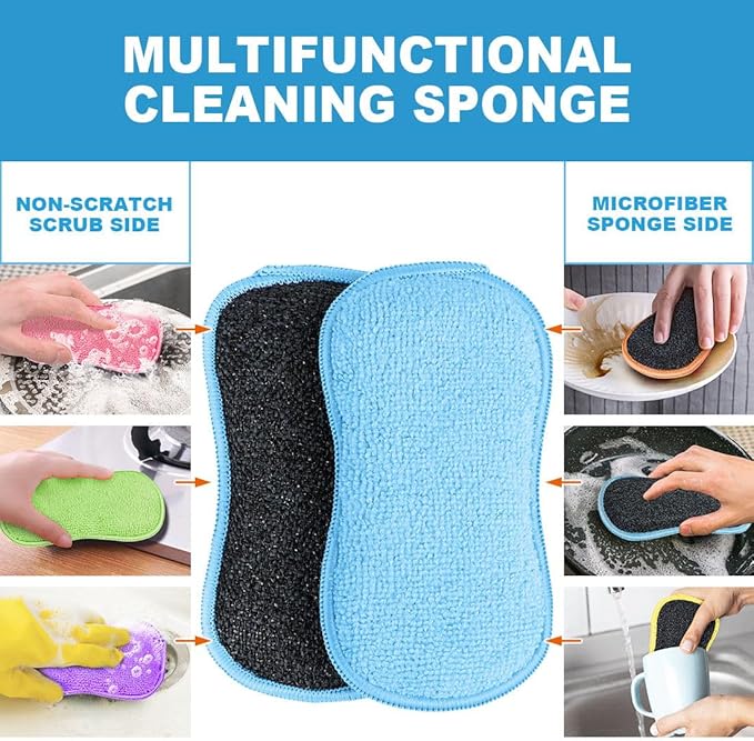HOMEXCEL 6 Pack Multi-Purpose Scrub Sponges Kitchen, Dish Sponge, Non-Scratch - Image 3