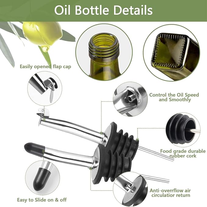 Glass Olive Oil Dispenser and Vinegar Dispenser Set - Image 3