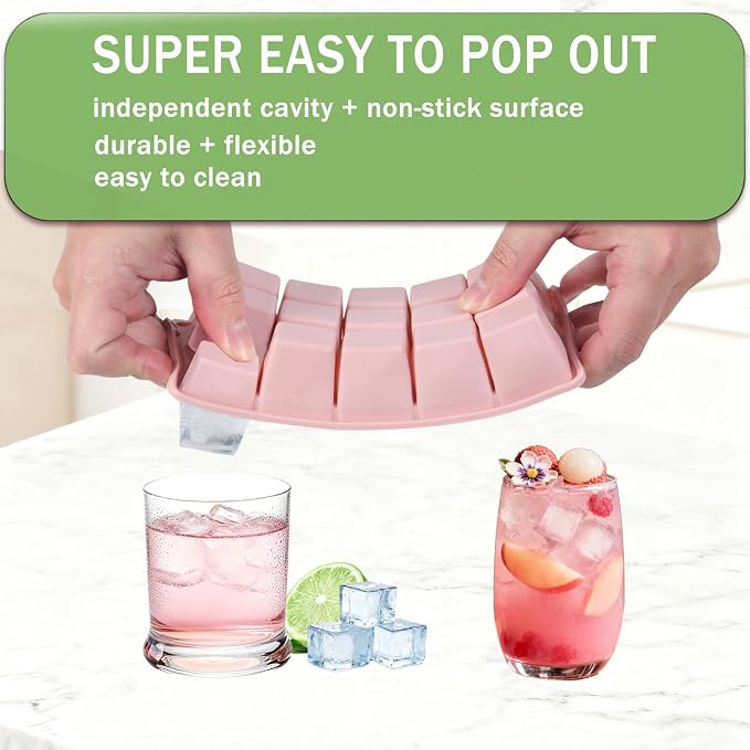 Ice Cube Trays for Freezer, 3 Pack Easy Release Slicone Ice Cube Tray - Image 3