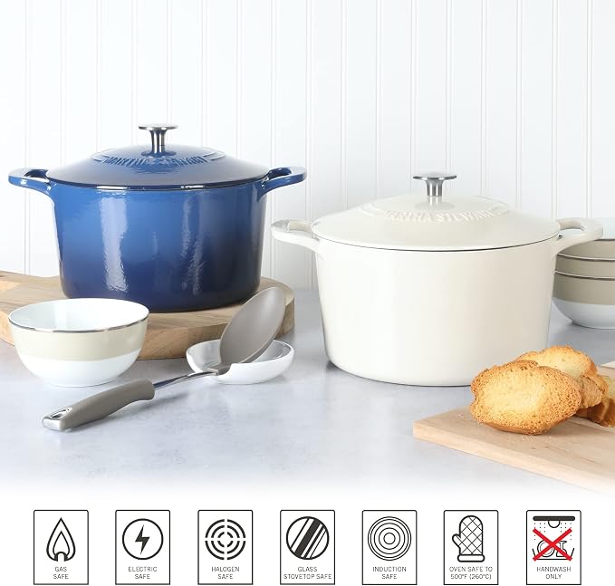 MARTHA STEWART Gatwick 7-Quart Enamel Cast Iron Dutch Oven – Linen Color - Image 5