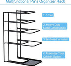 Toplife 2 Pack Heavy Duty Pan Organizer, 5 Tier Pot and Pan Organizer Rack - Image 3