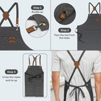 RUVANTI Work Aprons for Men, Oil & Water Repellent, PolyCotton Cross Back - Image 4