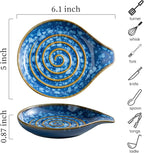 LAUCHUH Spoon Rest for Stove Top, 5” Ceramic Spoon Holder Cooking Utensil - Image 2