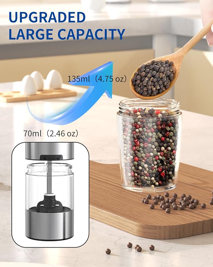 CIRCLE JOY Gravity Electric Salt and Pepper Grinder Set Automatic Salt and - Image 5