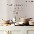 CAROTE 12Pcs Ceramic Pots and Pans Set Non Stick, Healthy Cookware Set - Image 7