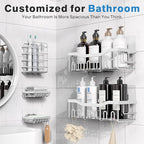 EUDELE 5-Pack Rustproof Stainless Steel Shower Caddy Set– No Drill Adhesive - Image 2
