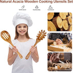 Wooden Cooking Utensils, 6 Pieces Natural Acacia Wooden Spoons - Image 8