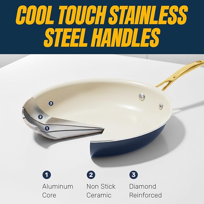 Gotham Steel 15 Pc Ceramic Pots and Pans Set Non Stick, Kitchen Cookware Sets - Image 6