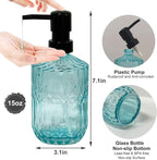 Blue Glass Soap Dispenser with Black Pump, 15oz Liquid Hand Dispenser, - Image 2