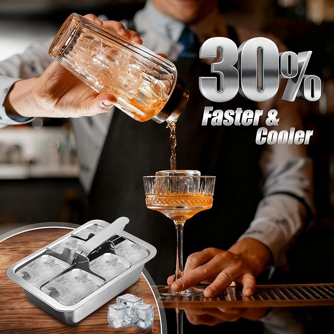 Ice Cube Trays, 3 Pack Large 6-cube Stainless Steel Ice Cube Trays - Image 5