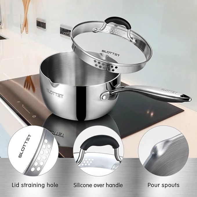 SLOTTET 3.5 Quart Stainless Steel Saucepan - Image 5