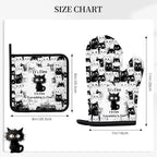 Black Cat Oven Mitts and Pot Holders Sets 3PCS, Cat Silicone Heat Resistant - Image 2