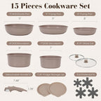 SODAY 15Pcs Pots and Pans Set Non Stick, Cookware Sets - Image 2
