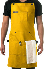 Asaya Chef and BBQ Apron with Bottle Opener and Hand Towel - 10oz Cotton Canvas by AsayaChefProducts