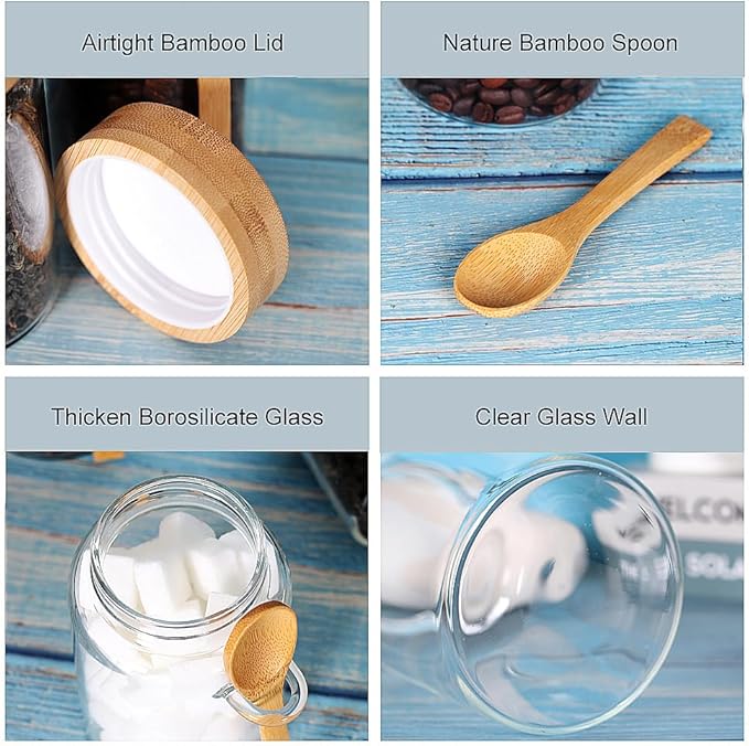 Glass Jar with Screw Lid and Spoon, 3 Pack 16 OZ Tea Containers - Image 3
