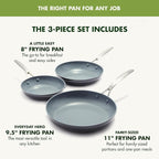 GreenPan Valencia Pro Ceramic Nonstick 8" 9.5" & 11" Fry Pan Skillet Set - Image 4