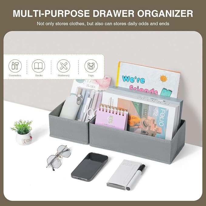 DIMJ Drawer Organizer Clothes Set of 8, Foldable Closet Drawer Organizer - Image 4