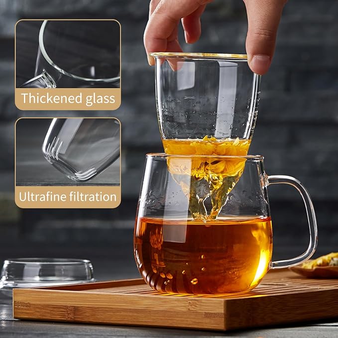 DOPUDO Large Glass Tea Cup, 25.6 oz Borosilicate Glass Tea Mug - Image 3