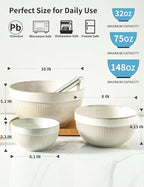 Large Ceramic Mixing Bowls, Glazed White Kitchen Bowl, Dough Kneading, - Image 2