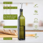 AOZITA [2 PACK 17 oz Glass Olive Oil Dispenser Bottle Set - 500ml Dark Green - Image 2