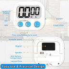 Lasubst Digital Kitchen Timers for Cooking, Magnetic Classroom Timers for - Image 5