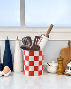 Utensil Holder, 7.2 Inch Checkered Utensil Holder, Ceramic Cooking Utensil - Image 5