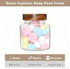 40 oz Glass Jars with Wooden Airtight Lid Herb Spice Canister Round Clear Glass - Image 3