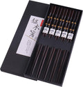 5 Pairs Chopsticks Wooden, Glamfields Reusable Chop sticks, Non-slip Japanese by GLAMFIELDS