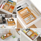 VeyFey Silverware Tray for Drawer, Stackable Kitchen Bamboo Drawer Organizer 9" - Image 4