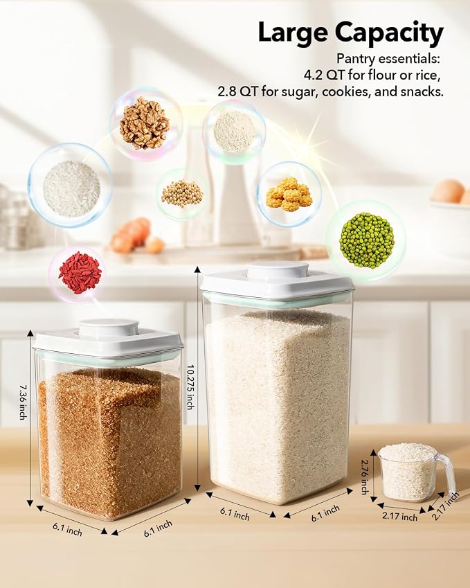 Ankou Food Storage Container Sets, 2.8 Qt *2+ 4.2 Qt *4 Airtight Canisters - Image 6
