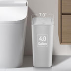 TIPGO Bathroom Trash Can with Lid, 4 Gallon / 15 Liter Small Garbage Can - Image 2