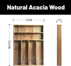 KITEISCAT Acacia Wood Silverware Organizer, Kitchen Utensil Drawer Organizer - Image 2