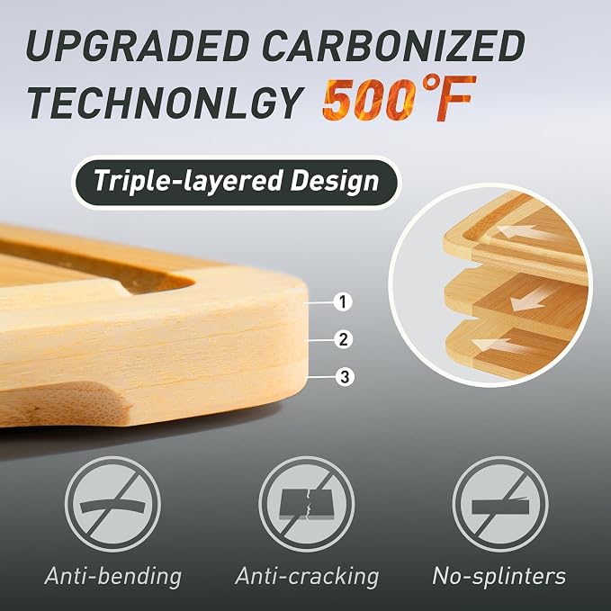 3 packs Bamboo Cutting Board Set Non Slip Feet Over Sink - Image 4