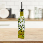 Hand Painted Glass Oliva Branch Oil/Vinegar Glass Cruet - Image 4