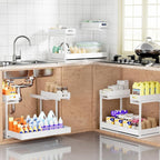 Upgrade 1 Pack Expandable Under Sink Organizers and Storage, 2 Tier Metal Pull - Image 8
