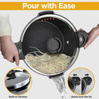 ROSSETTO 8.5QT Pasta Pot with Strainer Lid, Self-Draining Cooking Pot with - Image 2
